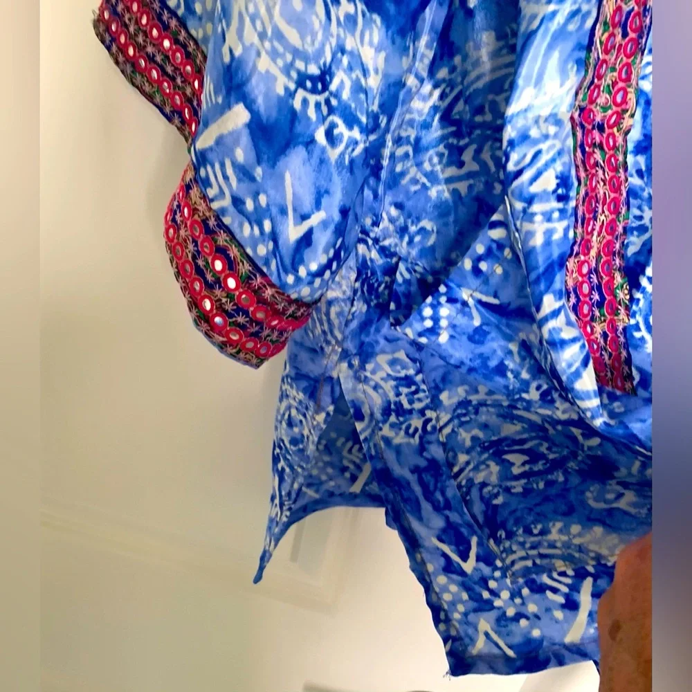 White Waves Silk Blend Kimono Cardigan - One Size NWOT 🌴